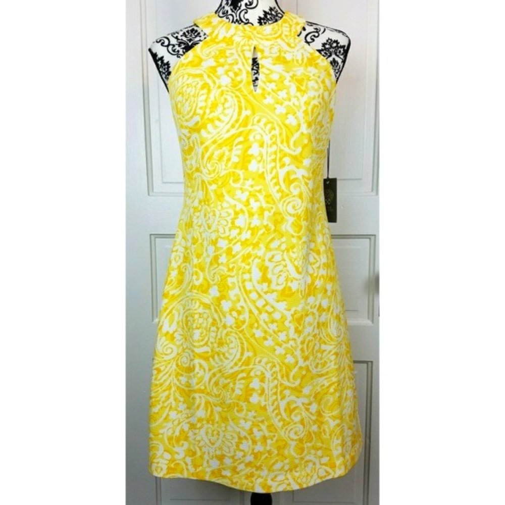 Vince Camuto Yellow Dress with Keyhole Neck